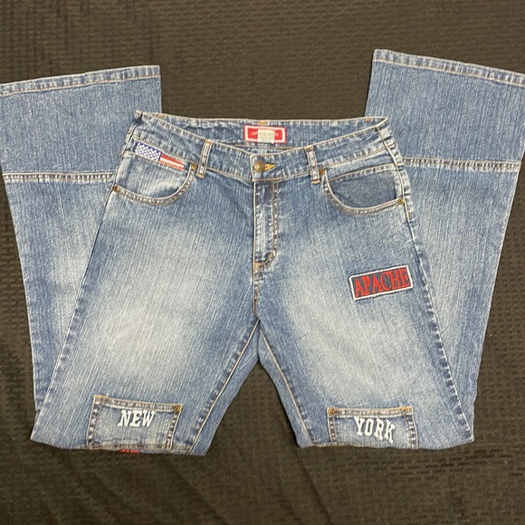 Vintage Apache Jeans New York America Flag Size 9 - Picture 5 of 5